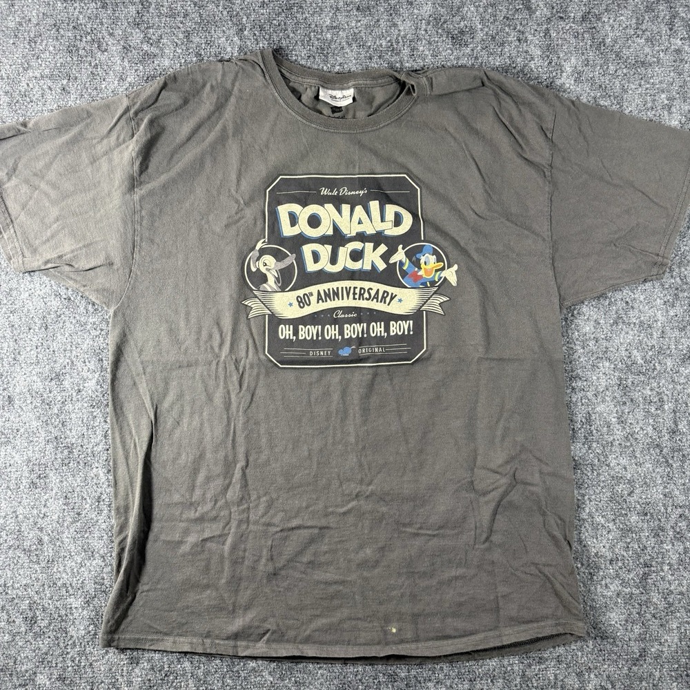 Disney Donald Duck 80th Anniversary T-Shirt Mens XL Graphic Tee Gray Retro Look